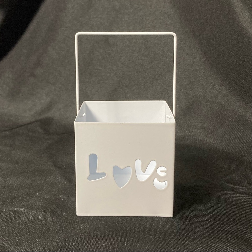 ⭐️ Target Valentine’s Day Metal Square Pail Love Cut-Out 3” x 3” Candle Holder